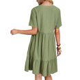 thumbnail image 2 of Daeful Robe Mini pour Femmes Manches Courtes Robes de Soirée Col en V Kaftan Été Plage Robe d'Été Verte 3TG, 2 of 3