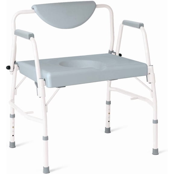 Caring Bariatric Drop-Arm Commode – Heavy-Duty Steel Toilet Chair for Disabled & Elderly, 1,000 lb Capacity