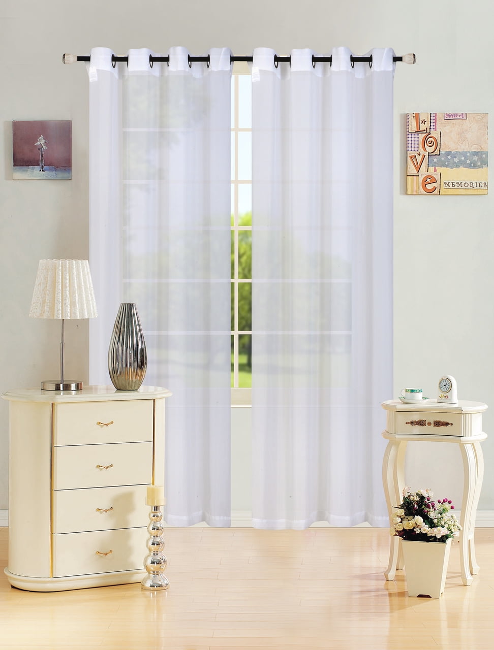 Sheer Voile Window Curtain Panel With Metal Grommets, Leah ...