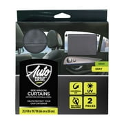 Auto Drive Universal Side Window Suction Cups Grey Curtain Sun Shade 2 Counts , 26 x 19.68