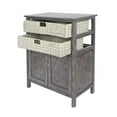 thumbnail image 3 of HomeRoots 354551 27 x 15 x 32 in. Grey Wood MDF Water Hyacinth 2-Basket & 2-Door Accent Cabinet, 3 of 5