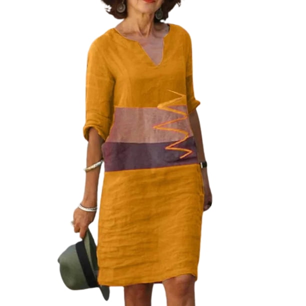 VISgogo, vestido informal para mujer, estampado de retazos, manga corta, cuello en V, diseño, ropa de calle de playa, vestido suelto VISgogo moda