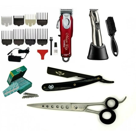 Travel Barber Kit Wahl Magic Cordless Clipper Andis Slimline Pro Trimmer (Best Barber Shears Reviews)