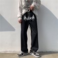 thumbnail image 1 of Pantalón de pierna recta para hombre, pierna ancha, estilo hippop, ropa de calle, pantalón holgado, pantalón informal Vintage estampado, 1 of 5