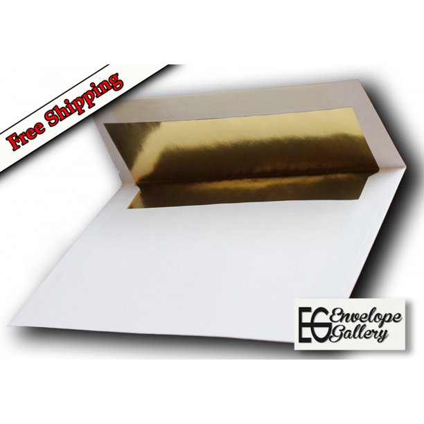 Gold FoilLined 70lb. White A7 Envelopes 50 Boxed for 5 X 7 Wedding Invitations from The