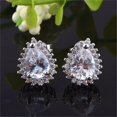 thumbnail image 3 of Uloveido Nickle Free Halo Cubic Zirconia Teardrop Bridal Earrings Fashion Wedding Jewelry Women R815 (White), 3 of 7