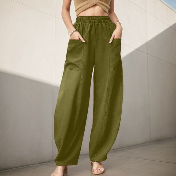 Women's Pants Womens Pants Casual Green Womens Pants Lounge Pants Women Wide Leg Elastic Waist Pants for Women with Pockets Women's Fall Pants
