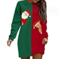 thumbnail image 2 of Christmas Long Hoodies for Women 2025 Long Sleeve Color Block Graphic Hooded Sweatshirt Hoodie Dress Pullover Tops, 2 of 5