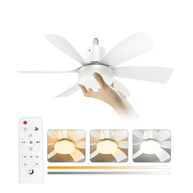 Ventilador De Techo Modernos Con Luz Y Control Remoto, Ventiladores De Techo Silencioso Con Casquillo E27 De 40 W, 6 Aspas, 3 Velocidades, Led De 3 Colores Ajustables, Para Dormitorio, Sala De Estar