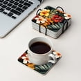 thumbnail image 4 of BaHomeck Drink Coasters Set Of 6 With Holder Hawaiian Tropical Floral Pattern With Red And Yellow Flowers Water Absorbent Ceramic Coasters Tabletop Protection,Suitable For Various Cup,Home Decor, 4 of 4