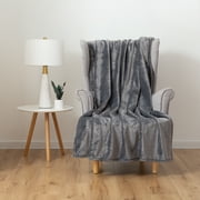 EcoThread™ Plush Heathered Soft Oversized Throw Blanket, Gray