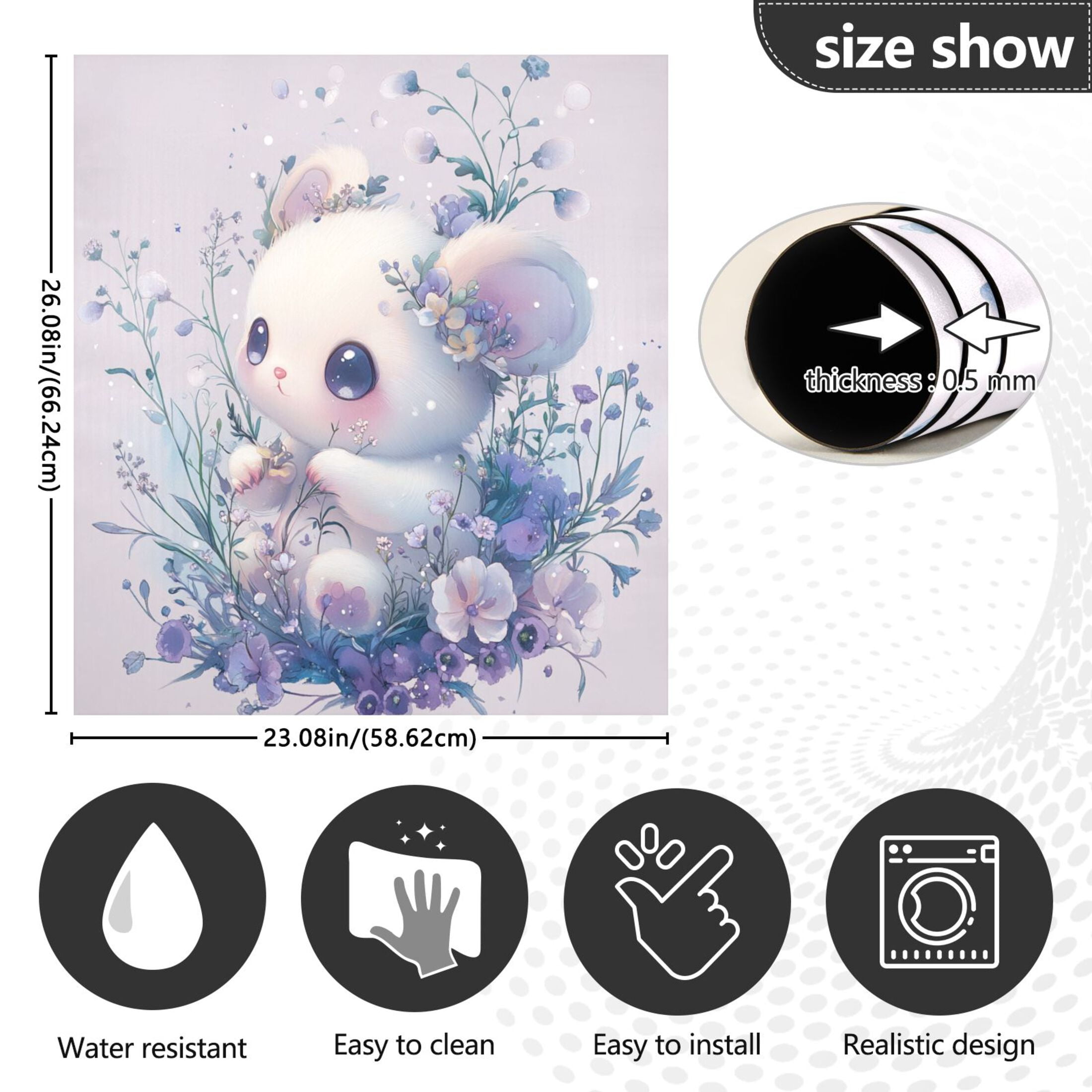 Dishwasher Magnetic Sticker 23x26 Inch Refrigerator Magnetic Sticker Washing Machine Magnetic Sticker Kitchen Panel Magnetic Sticker Home Decor Cute Cartoon White Bear