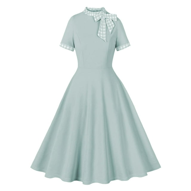 Vestido Corto de Verano, Malla de Manga Corta Bordado Pastel Retro para el Desgaste Casual, Fiesta Y Primavera