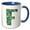Blue/White, variant on 3drose, Cute Green Four Leaf Clover Curly Cue Monogram Initial F, 11oz Two-tone Blue Mug