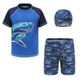 thumbnail image 4 of Boys Swimsuits Size 11-12 Cartoon Dinosaur Prints Bathing Suit Set Short Sleeve Shirts Shorts Hat 83 PC Rash Guard Sunsuit Boy Swimming Suits Kids Swimwear Sets Z05 Dark Blue 11-12 Years, 4 of 4