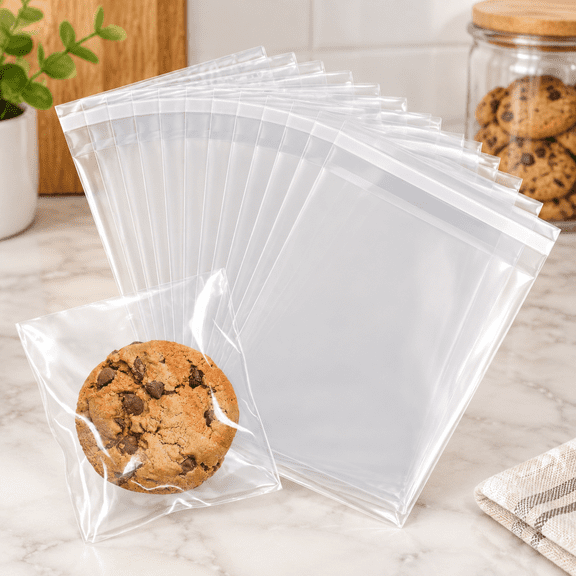 200 Pieces 4x6 Inches Clear Cookie Bags, Self Sealing Cellophane Treat Bags