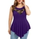 thumbnail image 1 of ICHUANYI Clearance Plus Size Women Solid Floral Lace Roundn Neck Asymmetric Sleeveless Tops Blouse(Purple, M) ICHUANYI WER2023081015155, 1 of 6