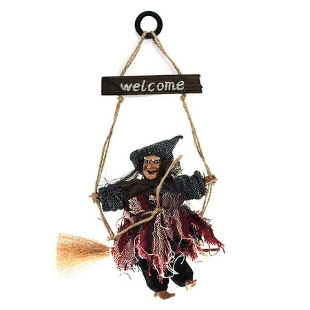 

Halloween pendant ghost festival bar retro witch hanging broom haunted house layout props decorations grey hat