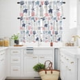 thumbnail image 3 of Summer Ocean Turtle Kitchen Curtains Valances and Tiers Set of 3 Red Coral Blue Jellyfish Tier Curtains and Valance with Rod Pocket for Small Windows, 27.5"x36", 3 of 9