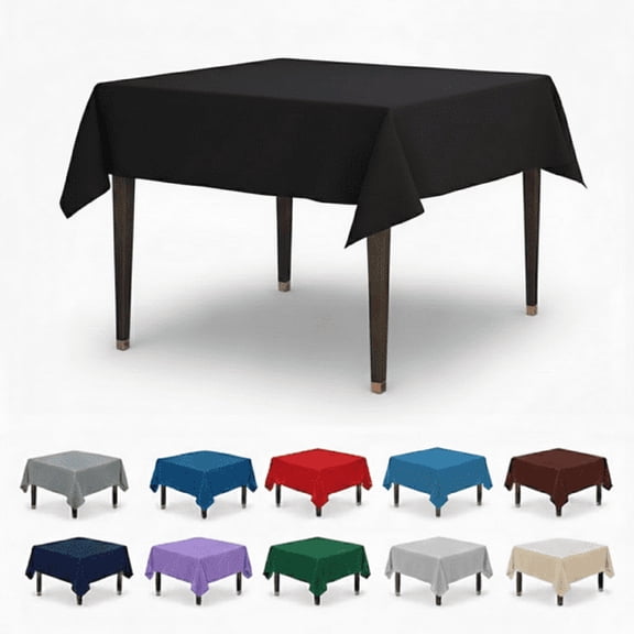 ARLAJO 54" X 54" Polyester Square Tablecloth - Perfect for Any Occasion Like Parties,Wedding,Buffet Decoration,Indoor & Outdoor Use (Black)