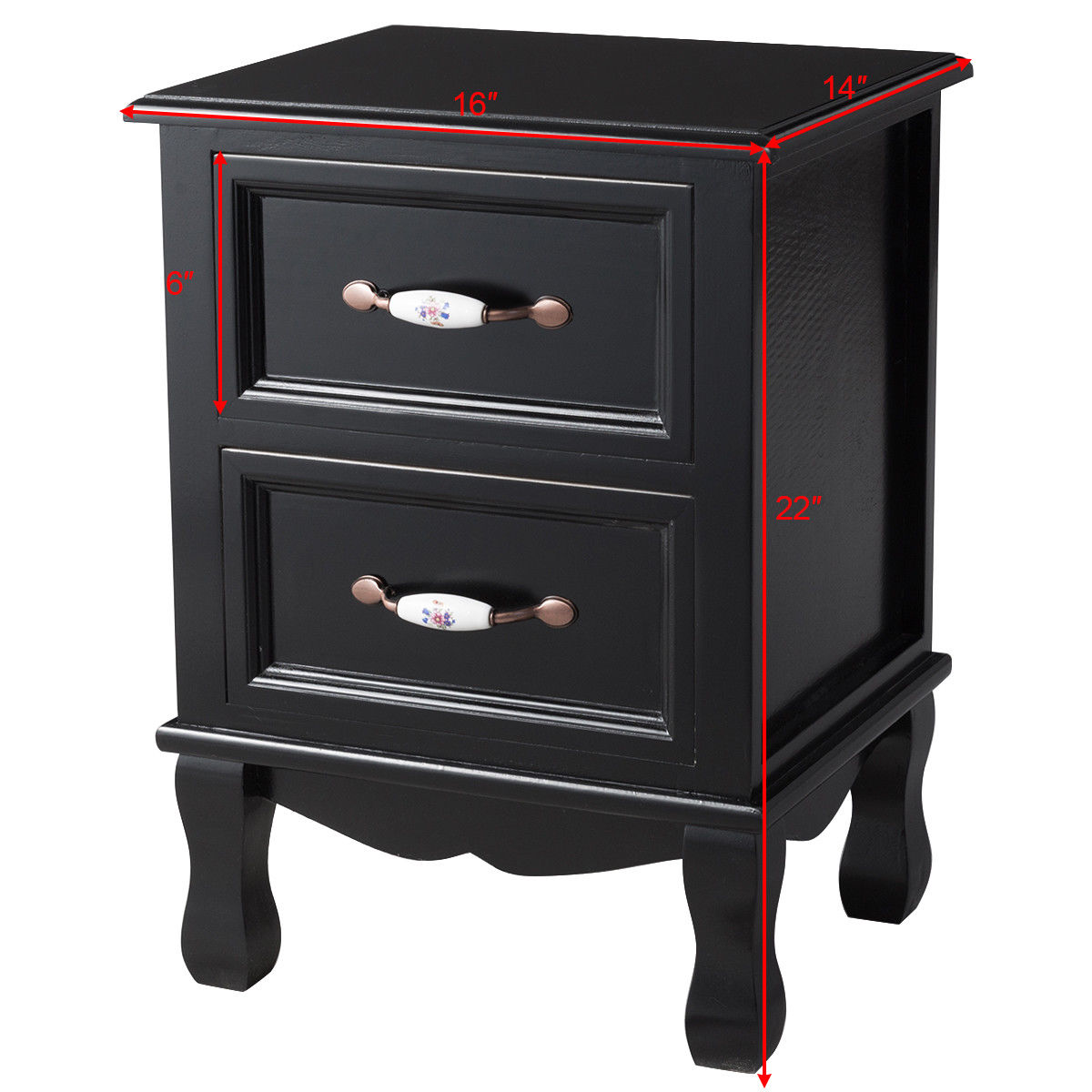 Costway 2 Drawers Nightstand End Side Table Storage Display Room Furniture Decor Black Walmart Com Walmart Com