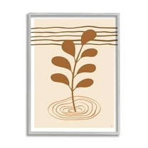Stupell Industries Contemporary Earthy Leaf Botanical & Floral Painting Gray Framed Art Print Wall Art, 24 x 30