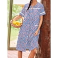 thumbnail image 5 of Avidlove Women Button Down Front Dusters Housecoat Oversized Nightgown Short Sleeve Lounge Dress Sleepwear with Pockets, 5 of 7