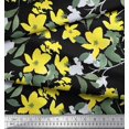 thumbnail image 3 of Soimoi Cotton Duck Fabric Leaves & Yellow Flower Watercolor Printed Fabric 1 Yard 42 Inch Wide, 3 of 3