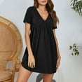 thumbnail image 2 of yievot Women's Nightgown Short Sleeve Sleepshirt V-Neck Sleepwear Soft Nightshirt Pajama Dress, 2 of 4