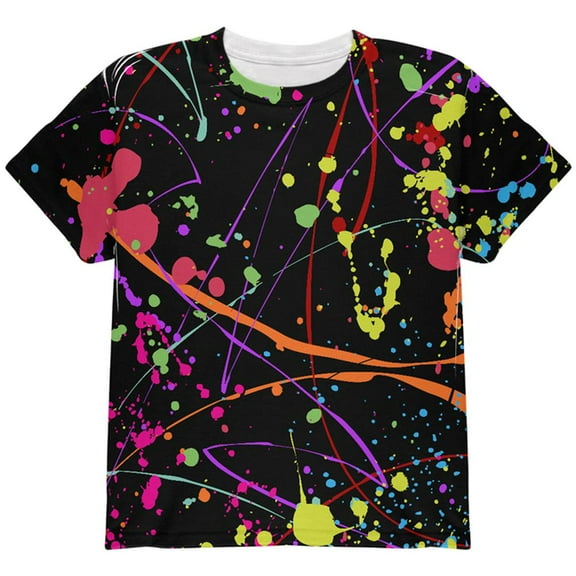 Splatter Paint Black All Over Youth T Shirt Multi YLG
