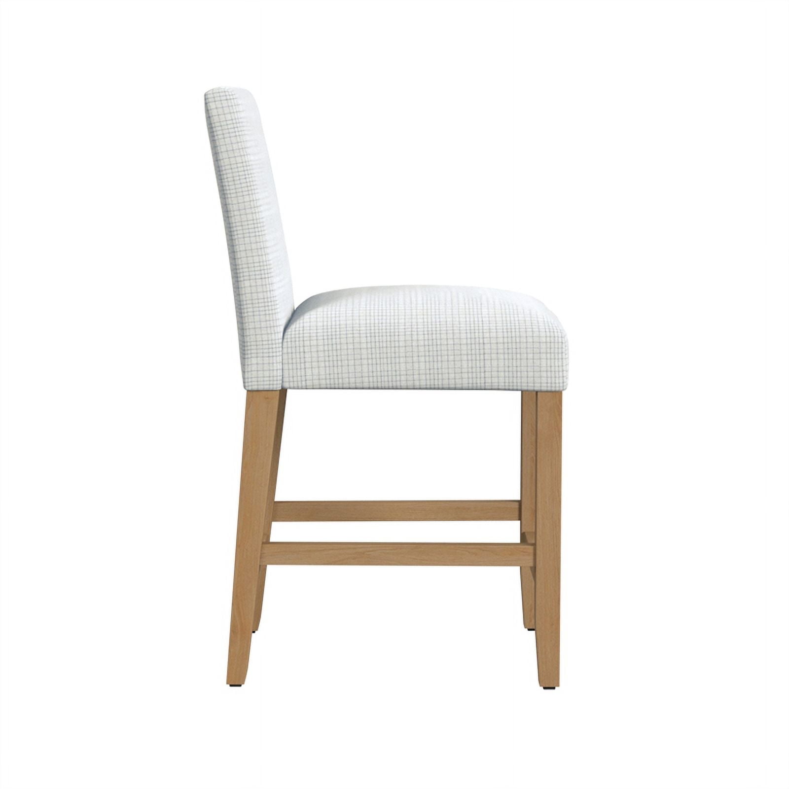 HomePop Classic 25" Indoor Upholstered Counter Stool, Cream Mini Grid Pattern