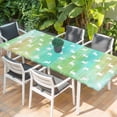 thumbnail image 2 of Easter Table Cloths for 8 Foot Rectangle Tables, Spring Bunny Silhouette Blue Green Gradient Patio Waterproof Elastic Fitted Tablecloths, Washable Rectangular Table Cover for Camping, 2 of 8