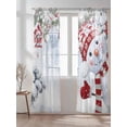thumbnail image 2 of Christmas Sheer Curtains 84 Inch Long 2 Panels, Cute Red Snowman Xmas Pine Leaf Winter Snowflake Light Filtering Rod Pocket Semi Sheer Curtains, Sheer Voile Drapes for Living Room Bedroom, 52"x84", 2 of 5