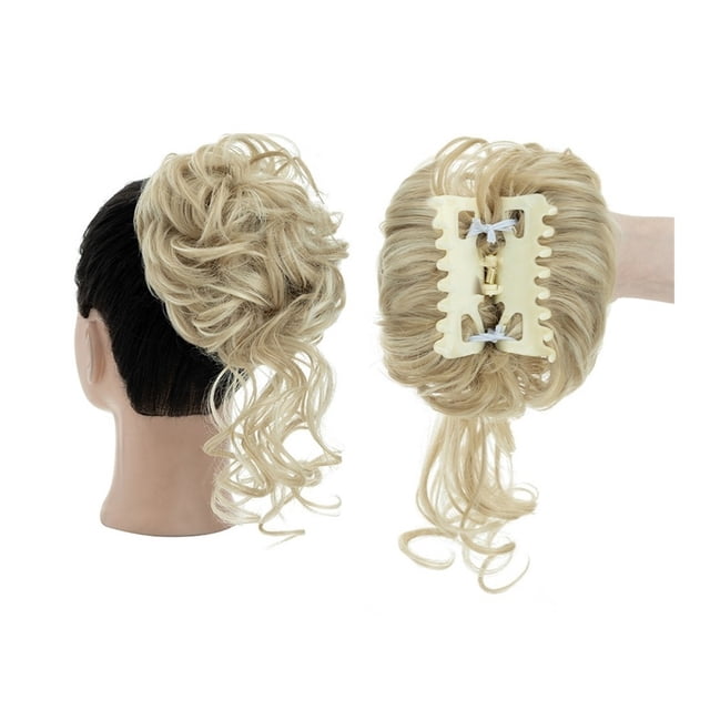 Chignon en Désordre Pièce de Cheveux Pince à Griffes Bouclée Ondulée Synthétique Décoiffée Extensions de Cheveux pour Femmes