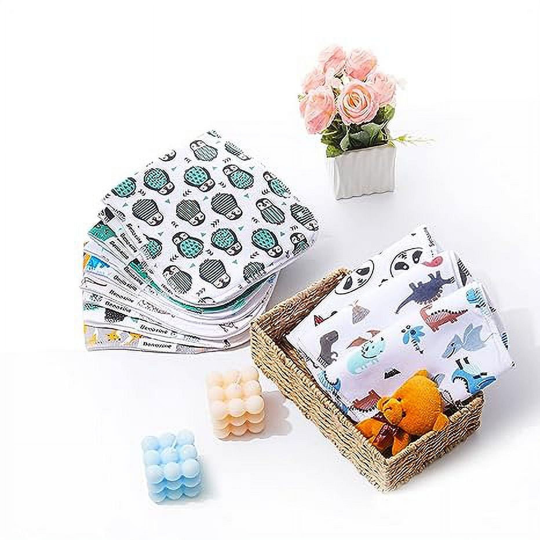 2-in-1 Baby Bibs & Burp Cloths Set, 3-Layer Design, Large Size, Super Absorbent, 100% Organic Cotton, Soft & Comfortable，12-Pack