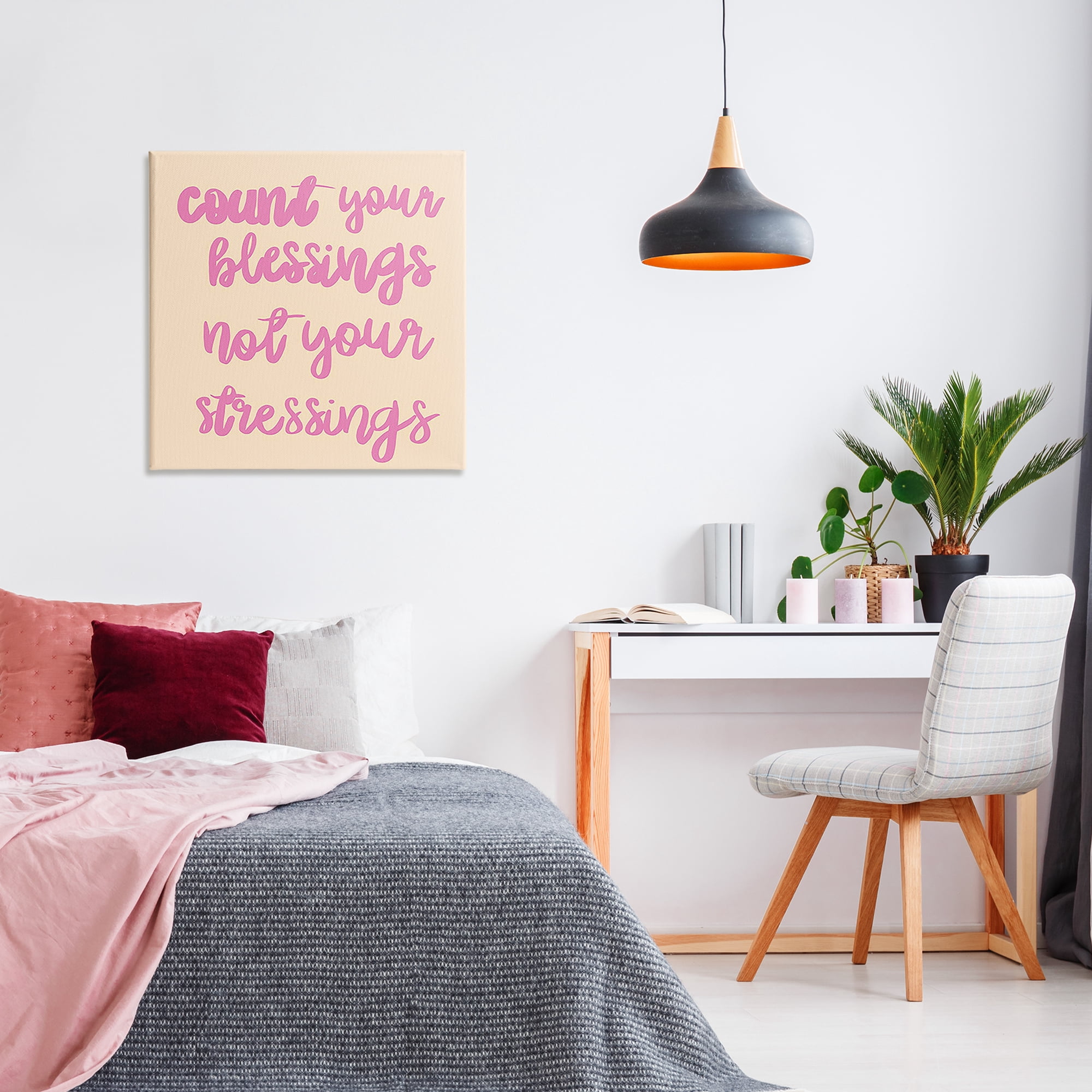 Stupell Industries Count Blessings Not Stressings Text & Numbers Painting Wrapped Canvas Art Print Wall Art, 30 x 30
