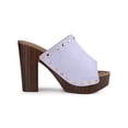 thumbnail image 3 of BLISSFUL STEP Chaussures pour Femmes à Plateforme à Talons Épais à Bout Ouvert à Rivets en Faux Suède Sandales à Enfiler Violet 10, 3 of 7