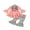 Pink, variant on LMLYSoH Kid Girl 3-Piece Suit, Long Ruffle Sleeve A-Lined Tops Wide-Leg Dye Printed Casual Trousers Scarf