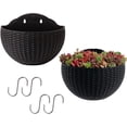 thumbnail image 1 of 2PCS Wall and Railing Hanging Planters with S Hooks,Wall-Mounted Vertical Planter,Half Round Plant Holders for Balcony Railing Shelf Fence, 1 of 8