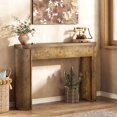 thumbnail image 4 of Tribesigns 47.24-Inch Oval Curved Console Table with Hidden Storage Drawers, Farmhouse Fluted Entryway Furniture for Living Room, Hallway, 4 of 7