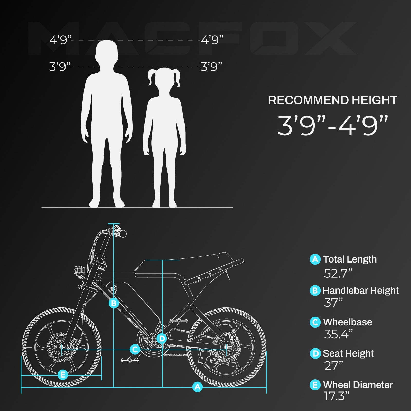 MACFOX Mini Fat Tire Electric Bike, 16" Fat Tire Electric Bicycles Up to 16MPH & 23 Miles with Retro Motorcycle Design, Removable Battery, Ebike 250W/36V/7.8Ah, 42N.m Max Torque, Ages 12+