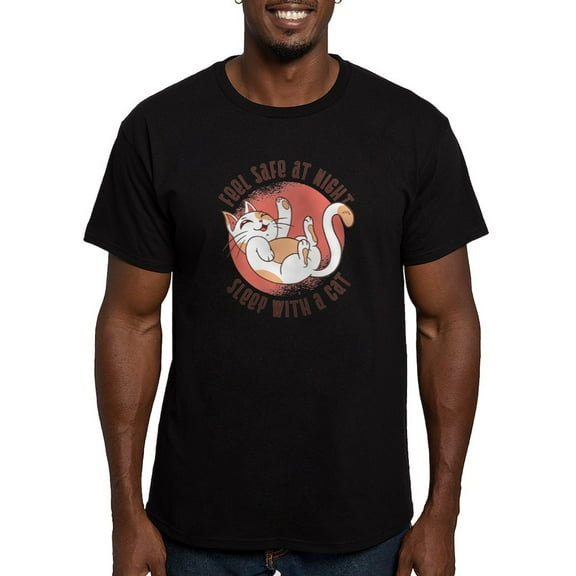 CafePress - Sleep With A Cat T Shirt - Men's Fitted T-Shirt