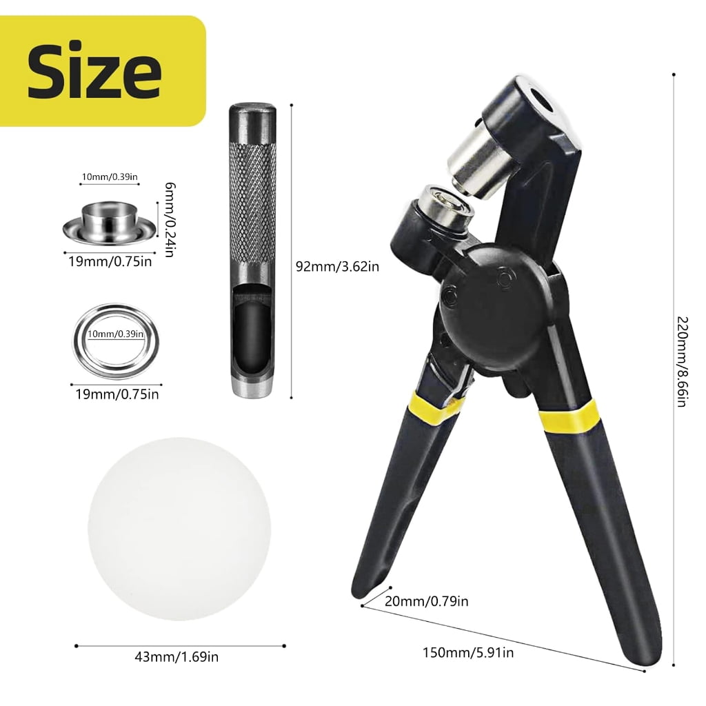 ANXPTIME Grommet Tool Kit Handheld Hole Punch Pliers Portable Grommet Hand Press Machine