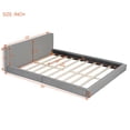 thumbnail image 6 of Queen Size Upholstered Platform Bed, Velvet Fabric Floor Bed Frame, Grounded Bed with Solid Frame, No Box Spring Needed, Gray, 6 of 9
