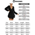 thumbnail image 6 of Women's Dress Deep V-Neck Long Sleeve Waist Tie Ruffle Mini Swing Skater Dresses, 6 of 11
