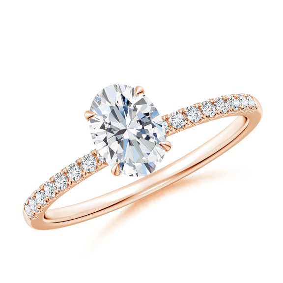 ANGARA Lab Grown Diamond Hidden Halo Engagement Ring for Women in 14K Rose Gold (Size-7x5mm| Color-F-G| Clarity-VS) | April Birthstone, Anniversary, Jewelry Gift for Women | Lab-Grown Diamond Ring