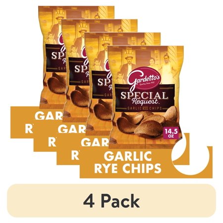 (4 pack) Gardetto's Special Request Garlic Rye Chips, Snack Bag, 14 oz