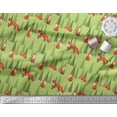 thumbnail image 2 of Soimoi Green Rayon Crepe Fabric Artistic Tree & Wolf Animal Printed Fabric 1 Yard 46 Inch Wide, 2 of 5