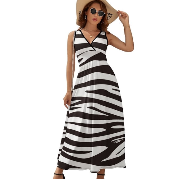 Animal Black And White Zebra Pattern Sleeveless Dress Summer Women Clothes Dress for Pregnant Women Dresses
