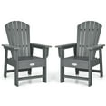 thumbnail image 1 of Gymax Ensemble de 2 Chaises Adirondack de Patio pour Enfants Fauteuil Chaise d'Extérieur Résistante aux Intempéries Gris, 1 of 5